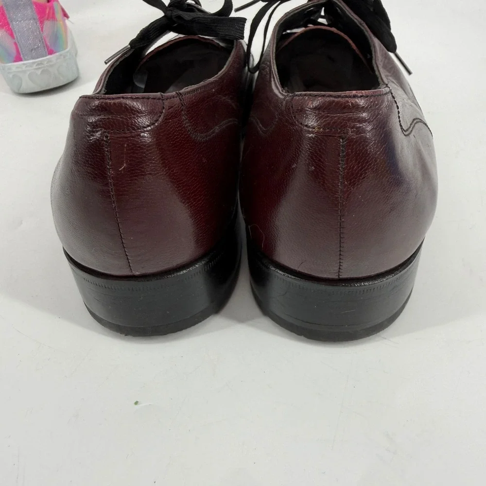 Florsheim Mens Burgundy Leather Apron Toe Derby Shoes‎ 8 D Made in India